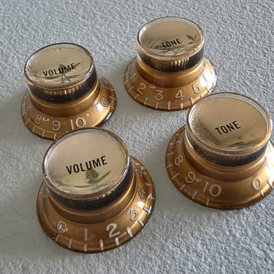 BEAUTIFUL Vintage 60’s 70’s Gold Reflector Knobs Set Les Paul SG Gibson ES Volume Tone image 2
