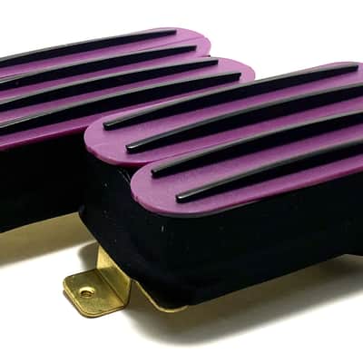 Dragonfire Quad Rail Humbuckers, Hot Overwound 23K Rails Pickup Set ~ Purple with Black Rails image 1