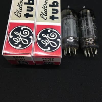 MATCHED PAIR GE 6CG7 (3 Plate Design) Vintage AUDIO VACUUM TUBES Tested 10.8787 image 2