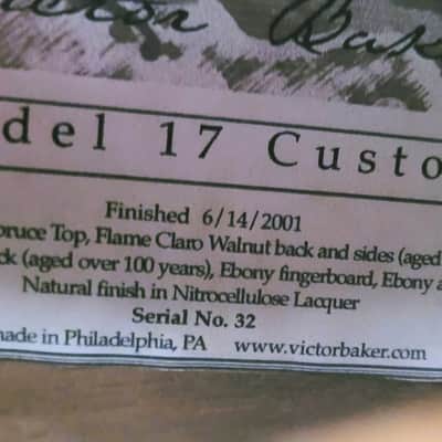 Victor Baker Model 17 Custom 2001 - Natural Finish in Nitrocellulose Lacquer image 3