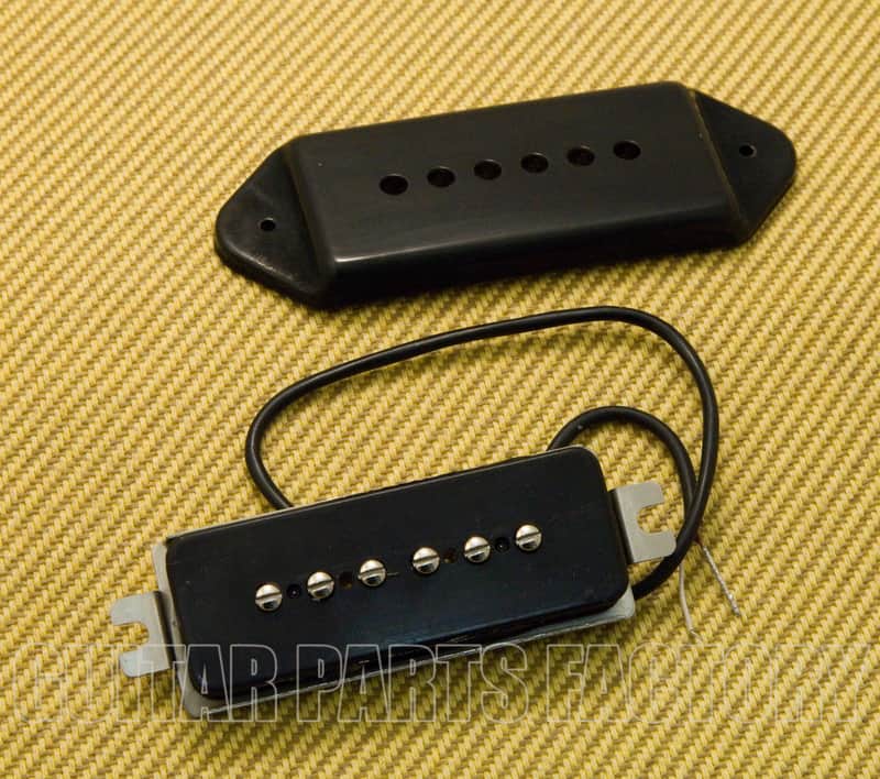 PU-P9D-N P90 Black Dog Ear Dogear Style Guitar Neck Pickup Black Metal Cover image 1