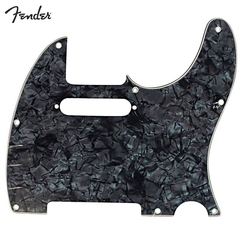 Fender Standard Tele Pickguard Black Pearl 8 Hole 4 Ply S/S image 1