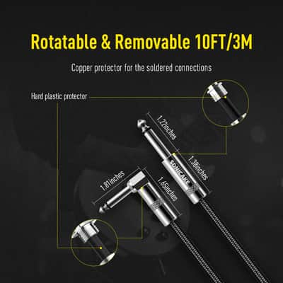SONICAKE Guitar Cable 10ft 3m Amp Cord for Electric Guitar Bass Instruments Black image 3