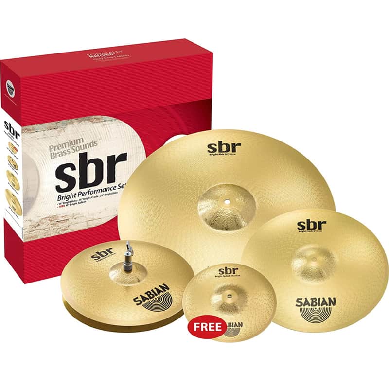 Sabian SBR Bright Performance Cymbal Set 14"Hi-Hats/16" Crash/20" Ride with Free 10" Splash image 1