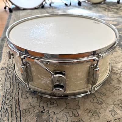 Vintage White Marine Pearl 14" x 5" - 6 Lug - MIJ Stencil Snare Drum (1960's - 1970's) image 2