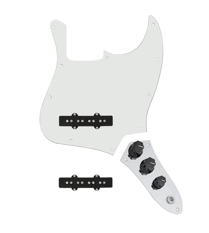 920D Custom Jazz Bass Loaded Pickguard With Groove (Modern) Pickups, Parchment Pickguard, and JB-C Control Plate image 1