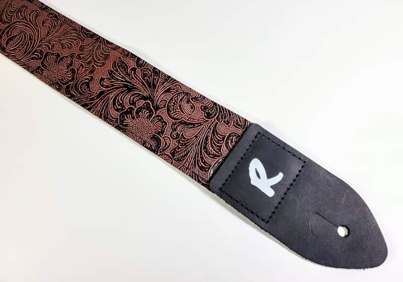 Vegan Leather Guitar Strap - Tooled Faux Leather Guitar Strap - Textured Leather Guitar Strap-Fits image 1