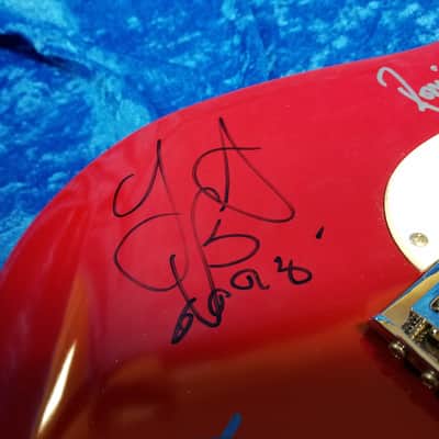 Squier by Fender Stratocaster Signed by the Rolling Stones 1988 Red image 6