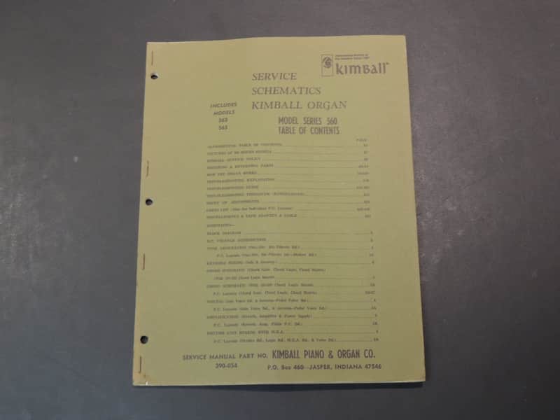 Kimball Model Series 560 Service Manual