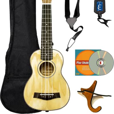 Barcelona Solid Top Ash Wood Soprano Ukulele w/ Gig Bag image 1