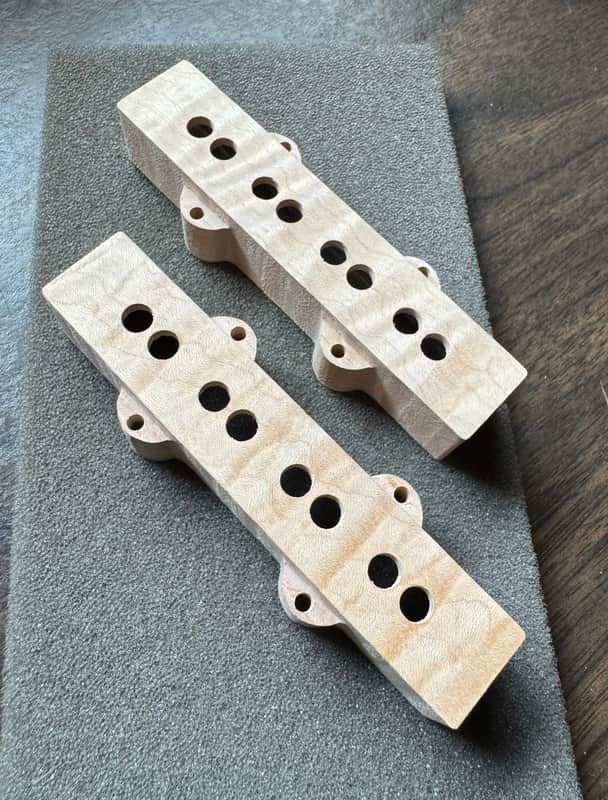 Guilford 5A Presentation Grade Flame Maple Jazz Bass Cover Set - fits Seymour Duncan/ Fender USA image 1