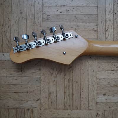 VIDEO! 1970s Japan Sakai (Teisco-ish) "Hertiecaster" guitar - pro Setup, player ready image 10