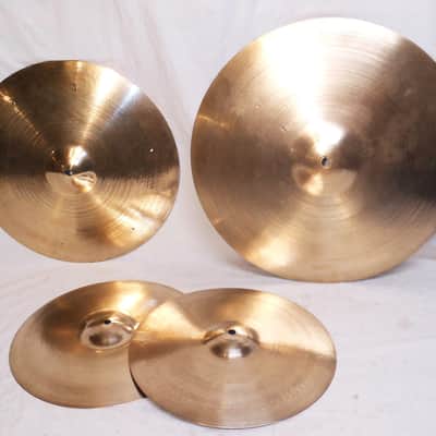 Vintage 1967 Zildjian Matched Set of Cymbals 20" ride, 17" sizzle crash, 14" super-thin hi-hats image 1