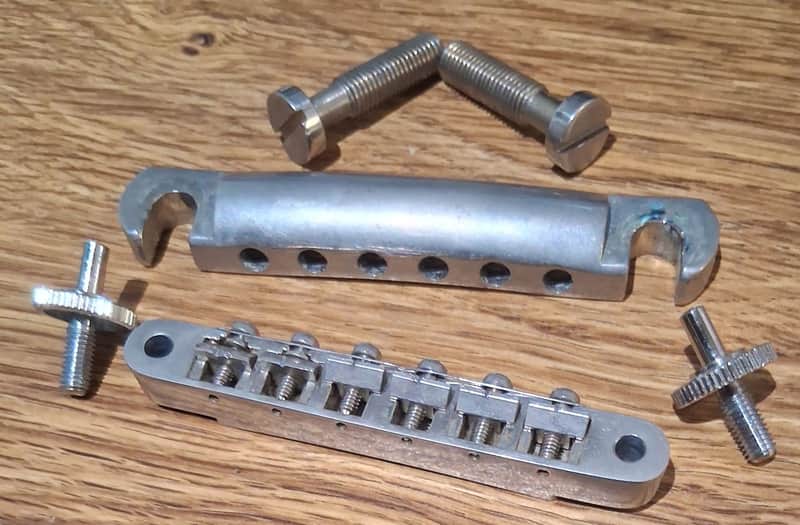 Vintage Gibson ABR-1 Patent Number Bridge & Tail Piece - 1965-72 - Nickel image 1