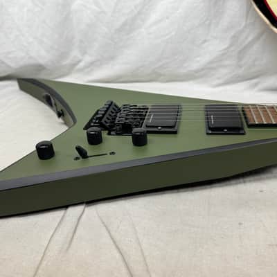 Jackson X Series RRX24 rrx 24 Randy Rhoads Flying V Guitar with Reverse Inlays + Reverse Headstock 2022 - Matte Army Drab with Black Bevels image 14