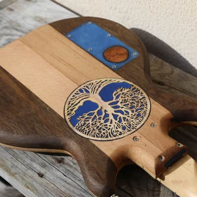 Timo Blue River - Handmade Beech Oak Semi-Hollow Epoxy River Luthier-Built Electric Guitar - Unique Shape image 9