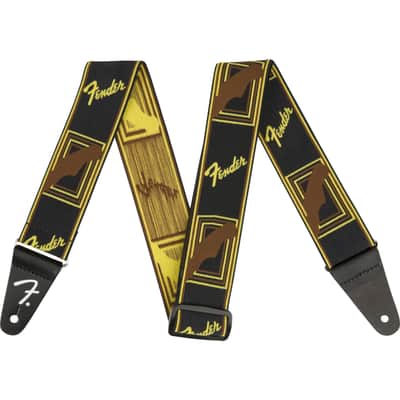Fender WeighLess Monogram Strap Black/Yellow/Brown - Strap for Guitars image 1