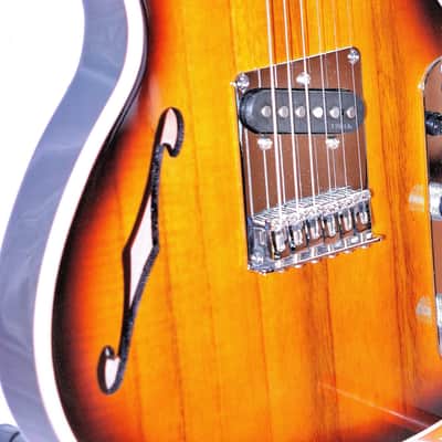 BootLegger Guitar Single Barrel Brown Red Black Burst Custom Case & Flask P90 & Single Coil image 13