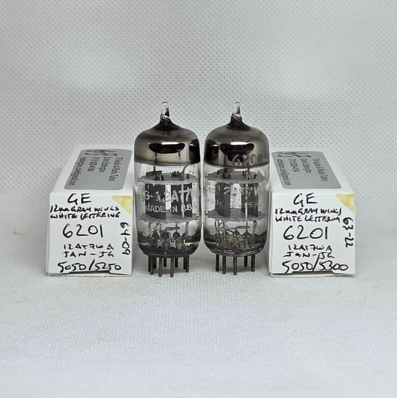 GE JAN 6201 Gray Plate Well Matched (4.7%) Pair NOS 12AT7 ECC81 12AT7WA 12AT7WB image 1