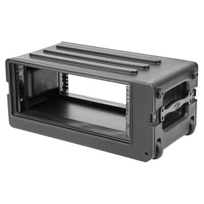 SKB 4U rSeries Shallow Rolling Rack with Integrated Back Wheels and 1-Touch Pull Handle, Comes with 8 Rack Units and Interlocking Molded Stacking Bars image 6