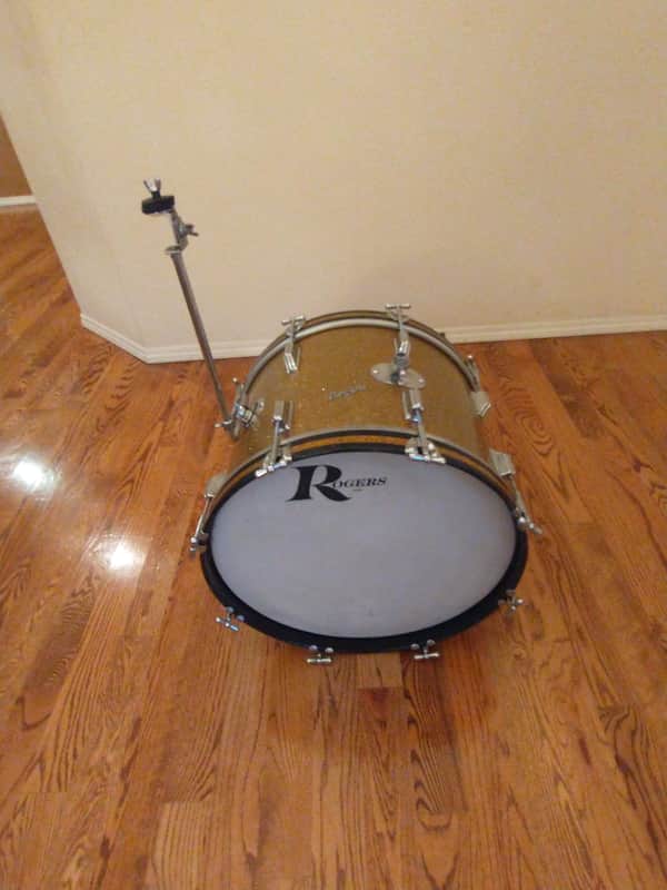 Rogers Vintage Holiday Gold Sparkle 14 X 20 Bass Drum, Early 1960s, Cleveland Tag! image 1