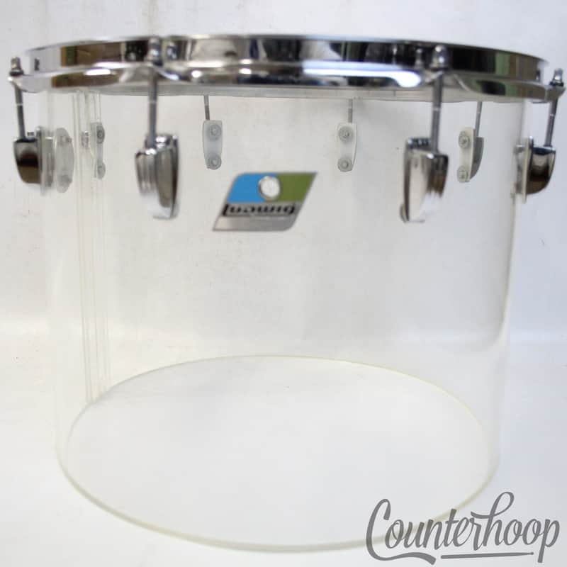 Ludwig 15x12"Vistalite Clear Concert Tom Drum Vintage 70s USA Blue/Olive Clip Mt image 1