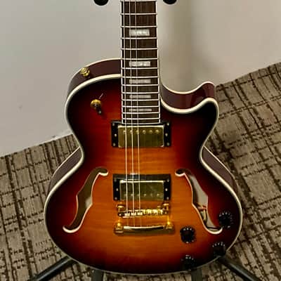 Brewton Les Paul Style Semi-Hollow Body Electric Guitar - Sunburst image 1
