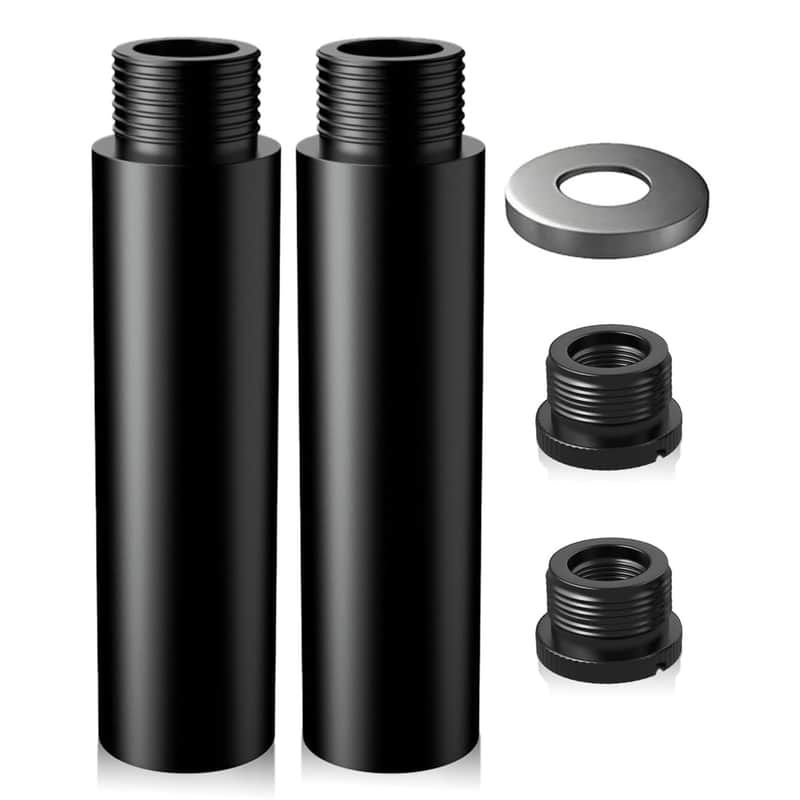 2.99 Inch Mic Stand Extension Tube 2 Pieces 5/8 Inch Microphone Extension Pipe Aluminium Alloy Stand Extenders Screw Boom Tubes With 2 Metal Adapters For Desk Stand Arm For Shure Sm7B Mv7 Blue Yeti image 1