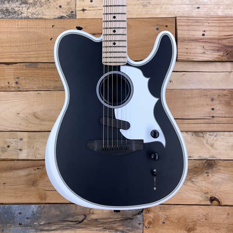 Fender Jack White Signature Triplesonic Acoustasonic Telecaster 2025 - Satin Arctic White with Black Top image 1