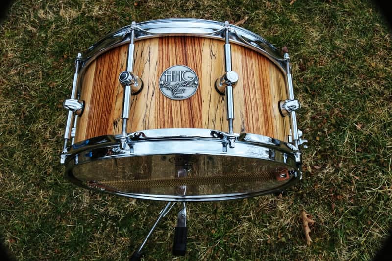 HHG drums  14x6.7 Zebrawood, Spalted Maple, And Ash Stave Snare 2020 Natural satin image 1