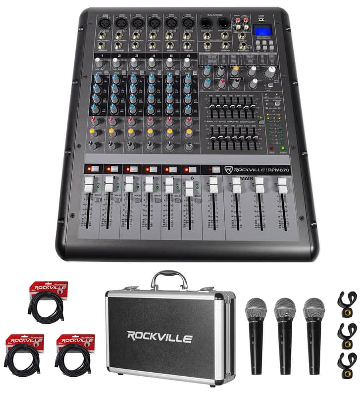 Rockville RPM870 8 Channel 6000w Powered Mixer, USB, Effects+3