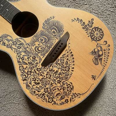 Luna 40 Inch Acoustic Guitar, Carved Oasis Top Body, Mahogany Neck, Rosewood Fingerboard image 12