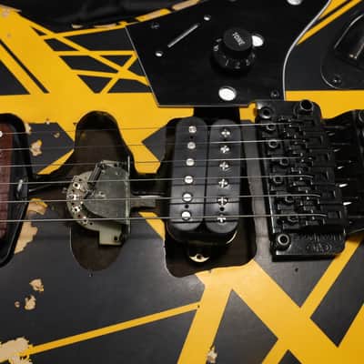 EVH Striped Series Frankenstein Frankie Electric Guitar - Black with Yellow Stripes, Relic 616 image 13