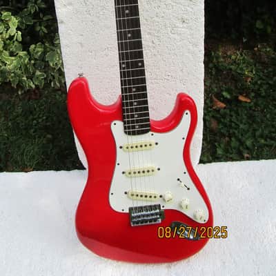 Hondo H76 Stratocaster Guitar, 1980's, Korea, Red, Fresh Setup image 1