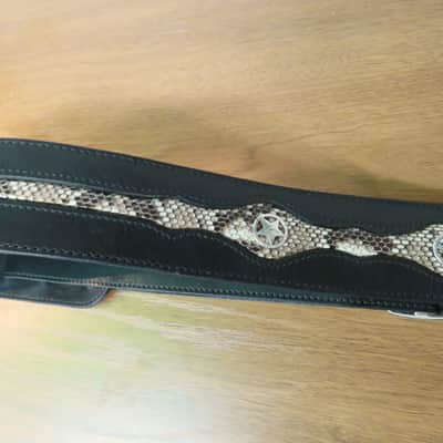 Leather Instrument Strap w/ Snake Skin - Guitar or Bass Guitar Strap image 3