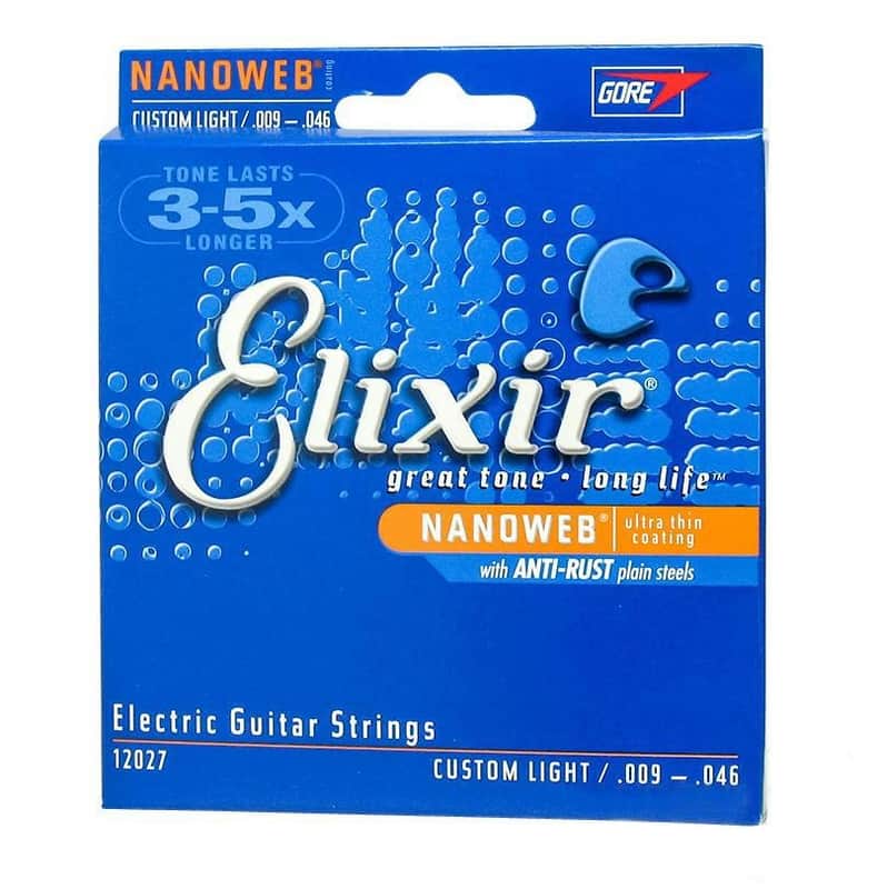 Elixir 12027 Nanoweb Nickel Plated Steel Electric Guitar Strings - Custom Light (9-46) image 1