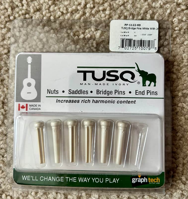 Graph Tech PP-1122-00 TUSQ Traditional-Style Acoustic Guitar Bridge Pins - 6-String 2010s - White with Black Dot image 1