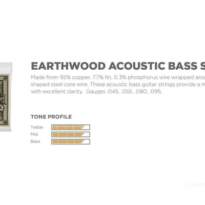 Earthwood Phosphor Bronze Acoustic Bass Strings 45-95 Gauge Set; 92 Cu 7.7 Tn 0.3 P wire wrapped over Tn-plated hi-C hex-steel core image 4