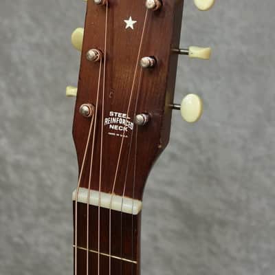Stella Harmony F-66 USA made acoustic guitar with chipboard case image 2