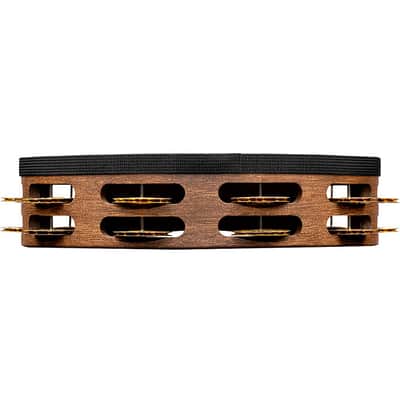 MEINL Vintage Goat-Skin Wood Tambourine Two Rows Brass Jingles Walnut Brown 10 in. image 6