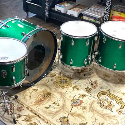 Ludwig Green Sparkle 4-Piece Set - 14” 16” 18” 26” (Bonham Sizes) - Good Condition image 2