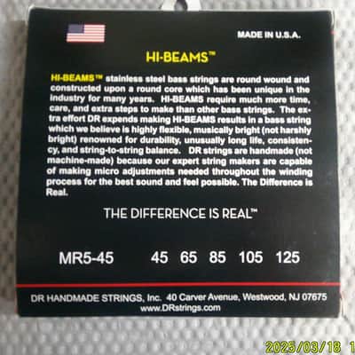 DR MR5-45 Hi-Beams 5-String Electric Bass Strings - Medium (45-125) 2010s - Standard image 4