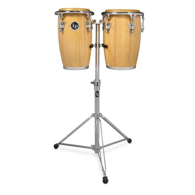 Latin Percussion Junior Conga CCII 8" and 9" Set - Natural Chrome with Double Stand (LP-JRX-AW) image 2