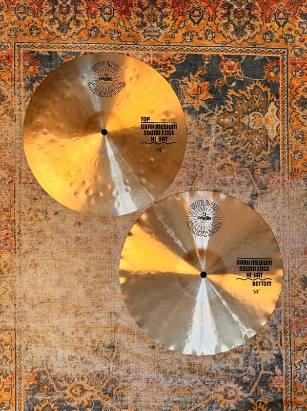 Vintage PAISTE SOUND CREATION Dark Medium SOUND EDGE Hihats 14” 972 1254 g SUPER CLEAN! Collectible image 1