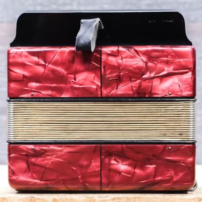 Hohner Erica 2-Row 8-Bass 21-Treble Button A-D Red Diatonic Accordion - Germany image 4