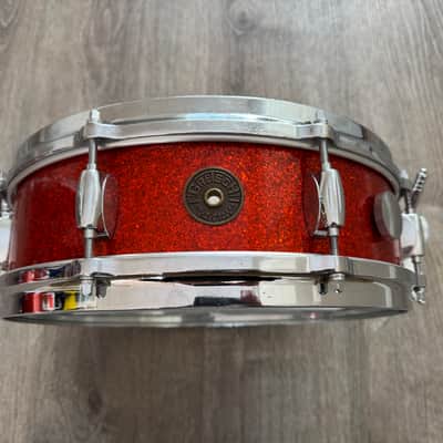 Gretsch  1962 Era Round Badge Progressive Jazz Bop Drum Set 18 Inch Bass Drum Tangerine Glass Glitter image 11