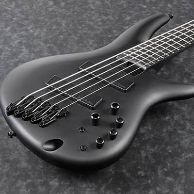 Ibanez SRMS625EX Iron Label 5-String Multiscale Bass - Black Flat image 2
