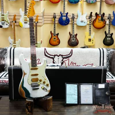 Fender Custom Shop Wild West White Lightning Stratocaster HSS Floyd Rose Rosewood Board 22 Frets Heavy Relic British Racing Green 8.20 LBS image 6