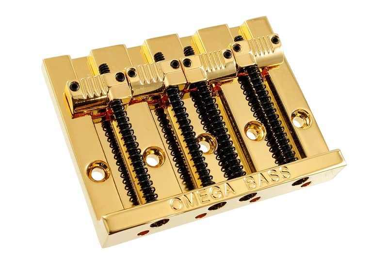 MINT Omega Badass Bass Style BRIDGE for Fender P Jazz *GROOVED Gold BB-3351-002 image 1
