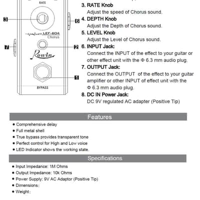 Rowin LEF-604 Analog Chorus uses rare MN3007 CHIP/BBD Guitar Pedal Bypass 600 Series Their NiceStuff image 4
